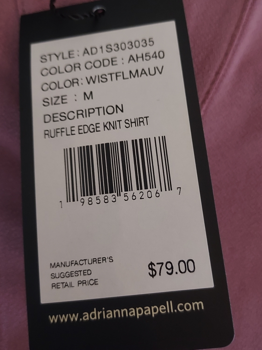 Adrianna Papell Mauve Ruffle-Trim Button Down Blouse: NWT - Picture 7 of 13
